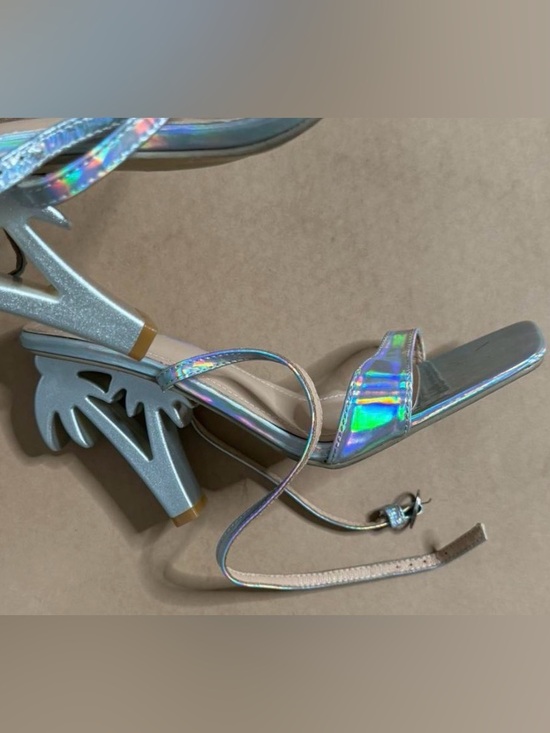 Shoes - Midnight sun holographic tropical heels  🐠🏝️